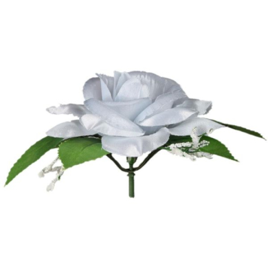 Róża główka z liściem i gipsówką Silver/Grey